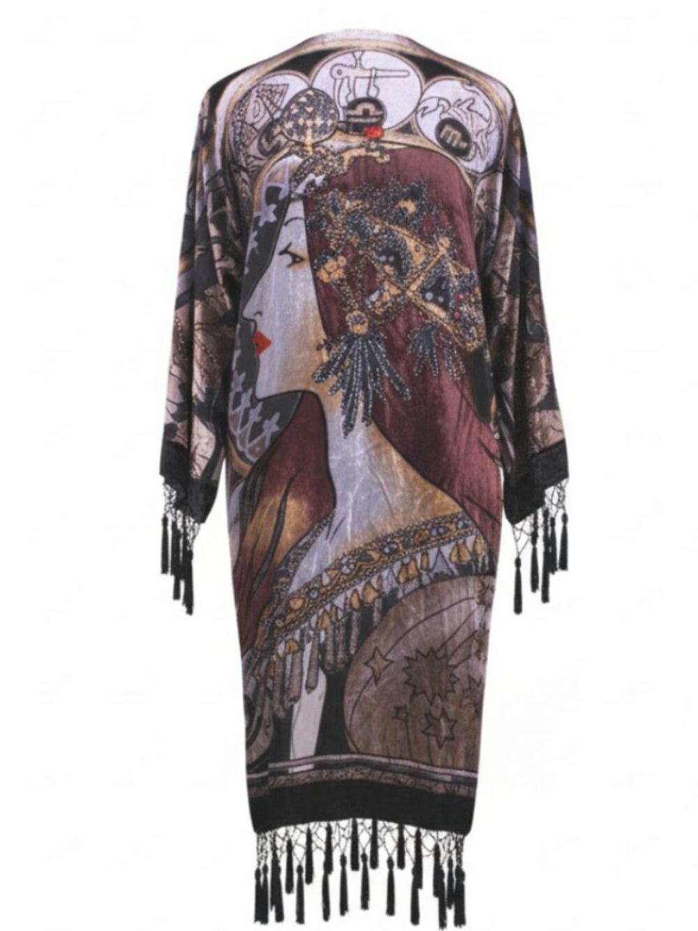 Zodiac Beaded Scarf-Style Statement Jacket